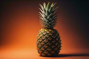 ai généré ananas sur Orange Contexte. minimal encore la vie concept.ai généré photo