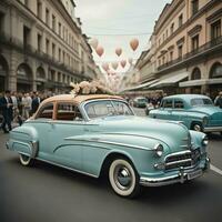 ai généré classique voiture spectacle dans Cracovie. génératif ai photo