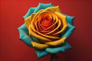 ai généré proche en haut de magnifique Rose fleur sur coloré Contexte. ai génératif photo