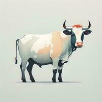 ai généré vecteur illustration de une vache avec gros cornes. génératif ai photo