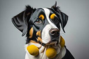 ai généré portrait de une mignonne chien sur une coloré Contexte. studio tir. ai génératif photo