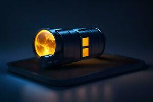 ai généré une lampe de poche avec une embrasé Orange lumière photo