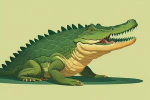 ai généré crocodile sur Orange Contexte. vecteur illustration dans rétro style. ai génératif photo