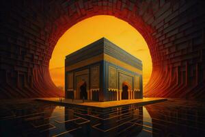 ai généré illustration de islamique saint kaaba. génératif ai photo