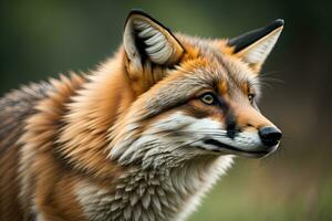 ai généré proche en haut portrait de une rouge Renard vulpes. génératif ai photo