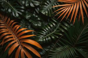 ai généré une sentier dans tropical forêt tropicale avec paume des arbres et chemin dans le brume. ai génératif photo