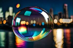ai généré une bulle avec une ville dans le Contexte photo