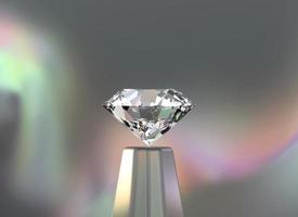 Diamant rond isolé sur fond flou rendu 3D photo