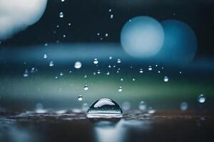 ai généré une laissez tomber de l'eau est séance sur une en bois surface photo