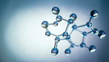 ai généré science Contexte avec molécule et atome modèle. abstrait moléculaire structure. photo