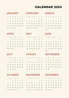 beige verticale calendrier pour 2024. moderne minimaliste 2024 calendrier photo