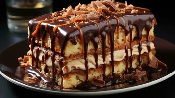 ai généré délicieux sucré Chocolat éponge gâteau dessert ai généré image photo