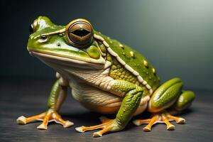 ai généré européen arbre grenouille, hyla arborée isolé sur solide Couleur Contexte. ai génératif photo