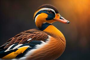 ai généré magnifique canard sur une solide Couleur Contexte. ai génératif photo