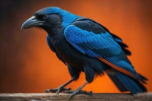 ai généré portrait de une bleu corbeau, corvus corax. génératif ai photo