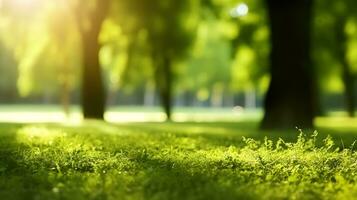 ai généré flou Contexte de vert environnement. photo