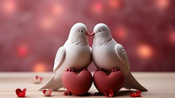ai généré Accueil décor Valentin affectueux pigeons ai généré Contexte image photo