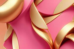 ai généré 3d le rendu luxe rose et d'or abstrait Contexte. pro photo