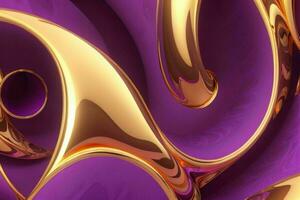 ai généré 3d le rendu luxe audacieux violet et d'or abstrait Contexte. pro photo