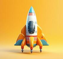 ai généré une jouet fusée avec Orange et blanc rayures photo
