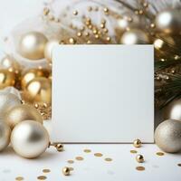 ai généré blanc et or Noël vacances carte, photo