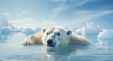 ai généré proche en haut polaire ours repos sur la glace floes photo