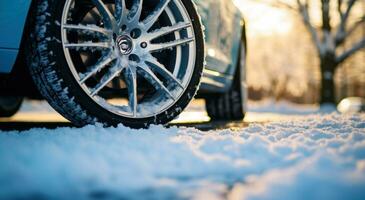 ai généré hiver voiture se soucier pour votre véhicule et santé voiture pneu photo