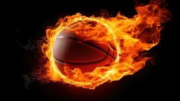 ai généré une basketball Balle sur feu, représentant passion et énergie, génial pour Créatif ou spectaculaire dessins photo