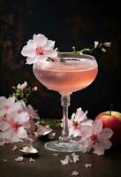 ai généré Frais Pomme fleur cocktail photo