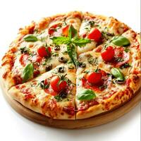 ai généré chaud italien Pizza isolé sur blanc photo