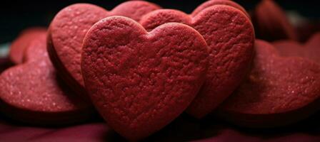 ai généré rouge cœur biscuits faire le meilleur cadeau pour la Saint-Valentin journée photo