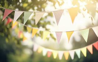 ai généré papier bruant dans lumière du soleil pour une mariage ou fête photo