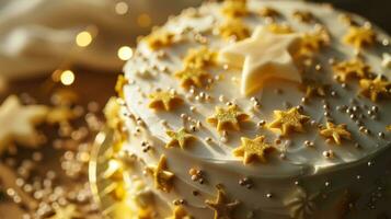 ai généré un de le étoiles sur le anniversaire gâteau photo