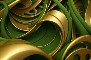 ai généré 3d le rendu luxe vert et d'or abstrait Contexte. pro photo