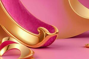 ai généré 3d le rendu luxe rose et d'or abstrait Contexte. pro photo