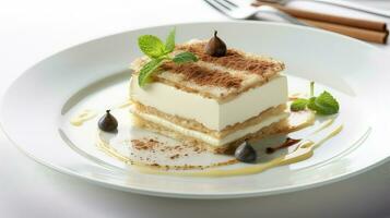 ai généré gâteau blanc tiramisu nourriture photo