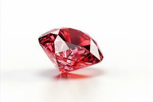 ai généré rouge diamant sur blanc Contexte isolé gemme pour bijoux conception ou graphique illustration photo