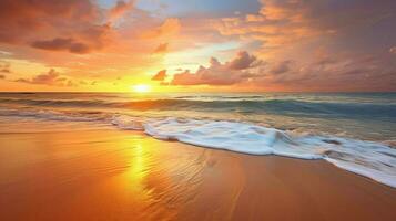 ai généré Soleil sablonneux plage paysage photo