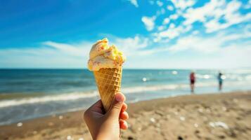 ai généré caramel la glace crème la glace photo