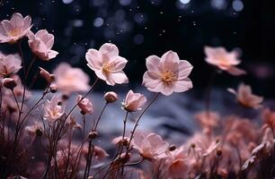 ai généré un image de fleurs et une plein lune, photo