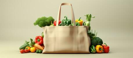 ai généré une achats sac rempli avec des fruits et des légumes photo