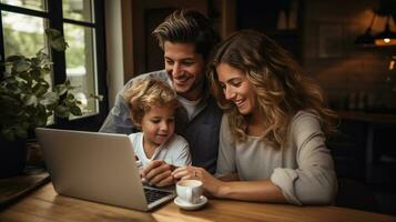 ai généré une famille séance à leur cuisine tableau, en utilisant une portable photo