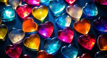 ai généré coloré cœurs avec différent couleurs photo