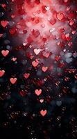 ai généré Animé valentines journée hologrammes rouge cœur photo