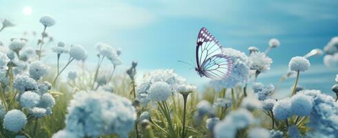 ai généré une papillon mouches par certains fleurs photo