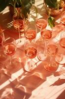 ai généré une collection de rose du vin et café des lunettes arrangé sur une table photo