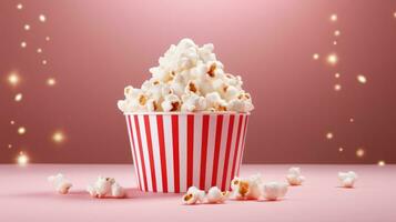 ai généré une tasse de pop corn séance sur Haut de lumières et lumières photo