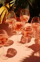 ai généré une collection de rose du vin et café des lunettes arrangé sur une table photo