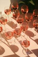 ai généré une collection de rose du vin et café des lunettes arrangé sur une table photo