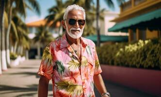 ai généré un personnes âgées homme dans une coloré tenue photo